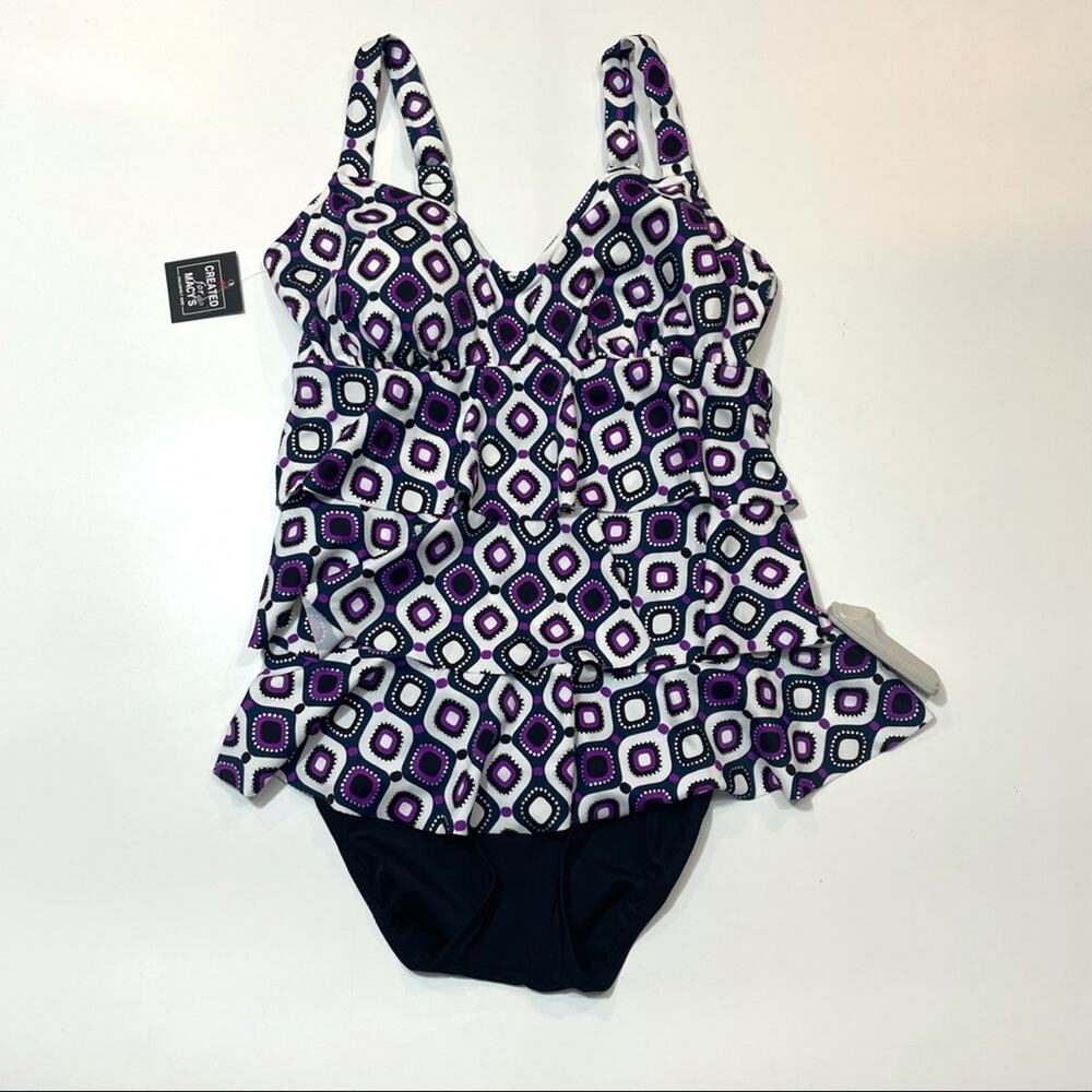 Swim Solution tiered one piece swimsuit Sz 8 - Picture 5 of 8